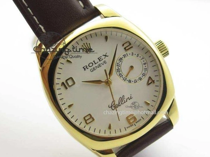 MiroTime 0419 Cellini Date YG White Numeral Dial On Brown Leather Strap A Affordable 3883